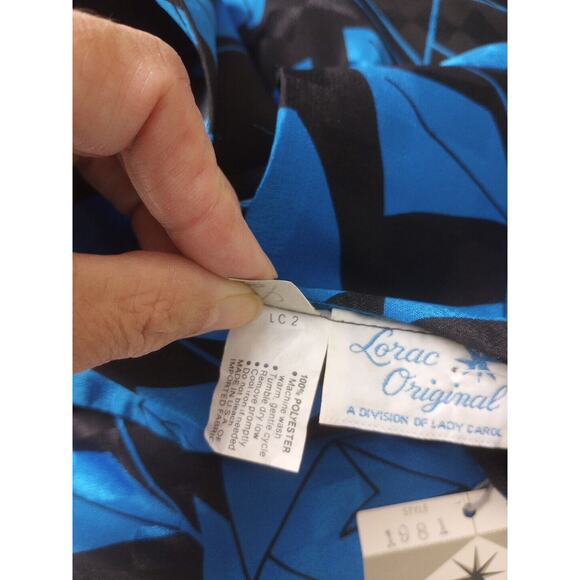 Vintage Dress 14 1/2 Blue Black Formal Lorac Original Division Lady Carol - Picture 11 of 14